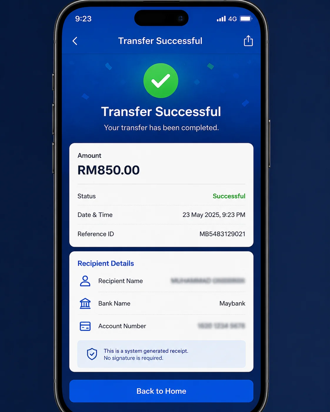 Bukti pengeluaran Mega888 RM850 melalui perbankan dalam talian dalam 9 minit