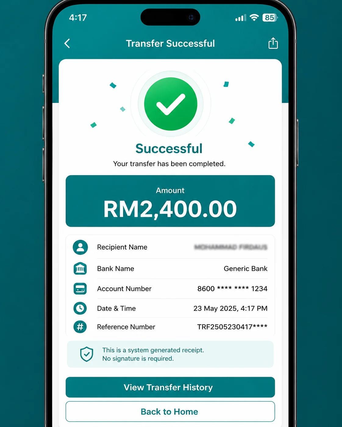 Bukti pengeluaran Mega888 RM2,400 melalui perbankan dalam talian dalam 15 minit